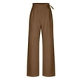thumbnail image 5 of Edvintorg Women's Wide Leg Pants High Elastic Waisted Business Work Trousers Long Straight Suit Pants Fashion Casual Solid Color Zippers Lace Up Pants Brown XL, 5 of 5