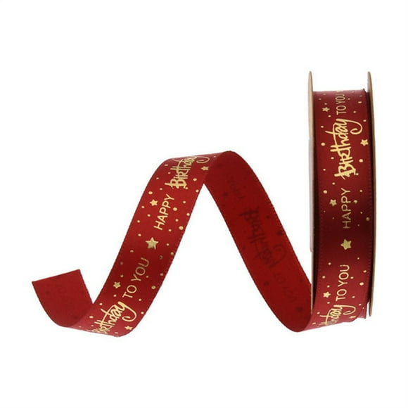 10 Yards/roll Happy Birthday Printing  Ribbons Cake Flowers Jewelry Box Gifts Wrapping Webbing Bowknot Handmade Craft Accessories