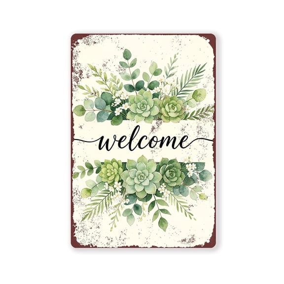 BTFSigns 12x16 Inches Vintage Aluminum Metal SignWelcome Sign Funny Garden Quote Wall Decor,Indoor Outdoor Wall Art