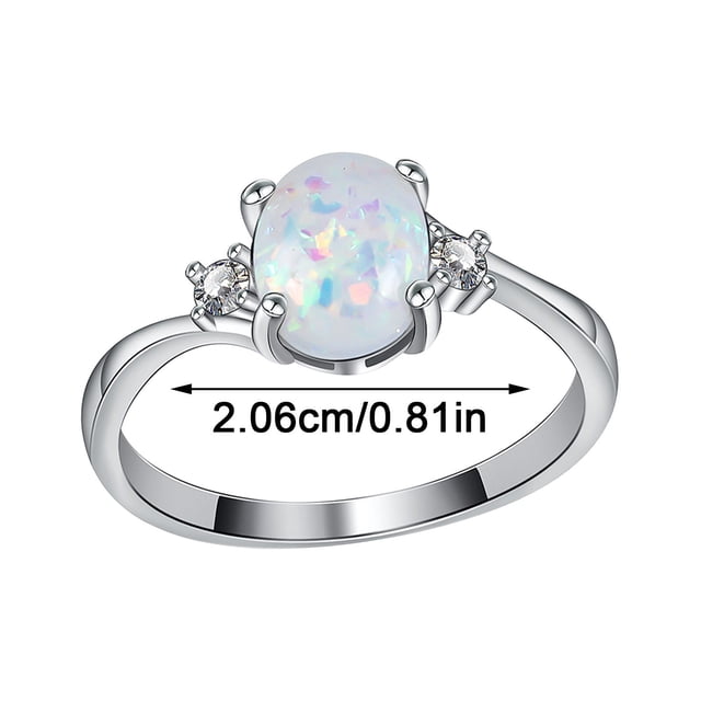 Fiudx Anillo de Ópalo, Elegante Alegría y Cobre y Circón, Anillo con Piedra Preciosa de Corte Ovalado, Accesorio Romántico para Novias, Regalo para Mujer, Ideal para Aniversario de Bodas, Diseño Eleg