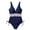 Navy, variant on hoksml Women's One-Piece Swimsuit Halter Neck Tie and Deep V-Neck with Side Drawstring, Solid Color Bathing Suit Slim Fit Beachwear