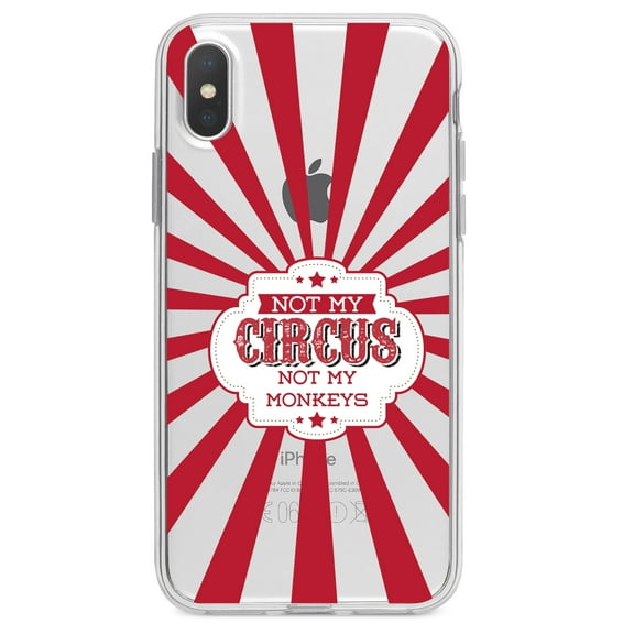 DistinctInk Clear Shockproof Hybrid Case for iPhone XR (6.1" Screen) - TPU Bumper Acrylic Back Tempered Glass Screen Protector - Not My Circus, Not My Monkeys