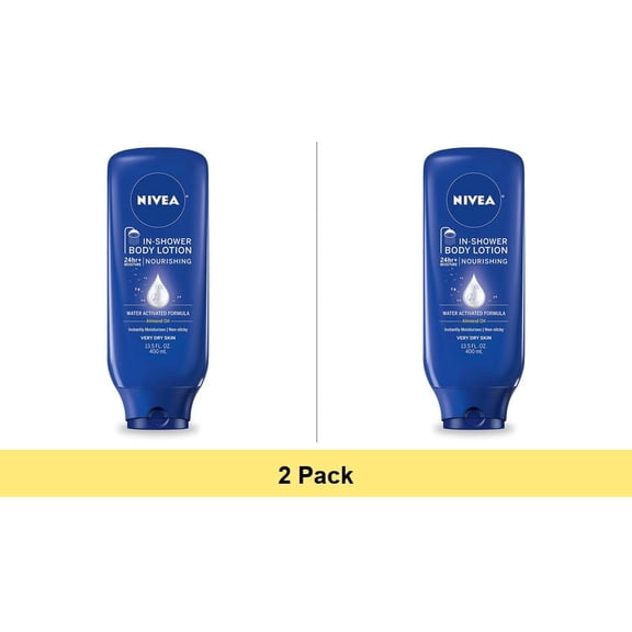 NIVEA Nourishing In Shower Lotion for Very Dry Skin, 24-Hour Body Moisturizer, 13.5 fl oz - 2 Pack