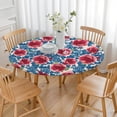 thumbnail image 3 of Pioneer Flower Floral Print Pattern Round Fitted Tablecloth with Elastic Edge,Dining Table Cover Waterproof,Outdoor Round Tablecloth for Camping,Dining,Indoor and Outdoor, 3 of 7