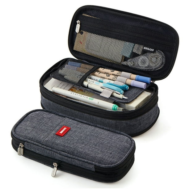 Double Zipper Large Storage College Student Pencil Case Makeup Bag