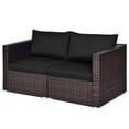 thumbnail image 6 of Patiojoy 2-Piece Patio Wicker Corner Sofa Set Rattan Loveseat with Removable Cushions Black, 6 of 7