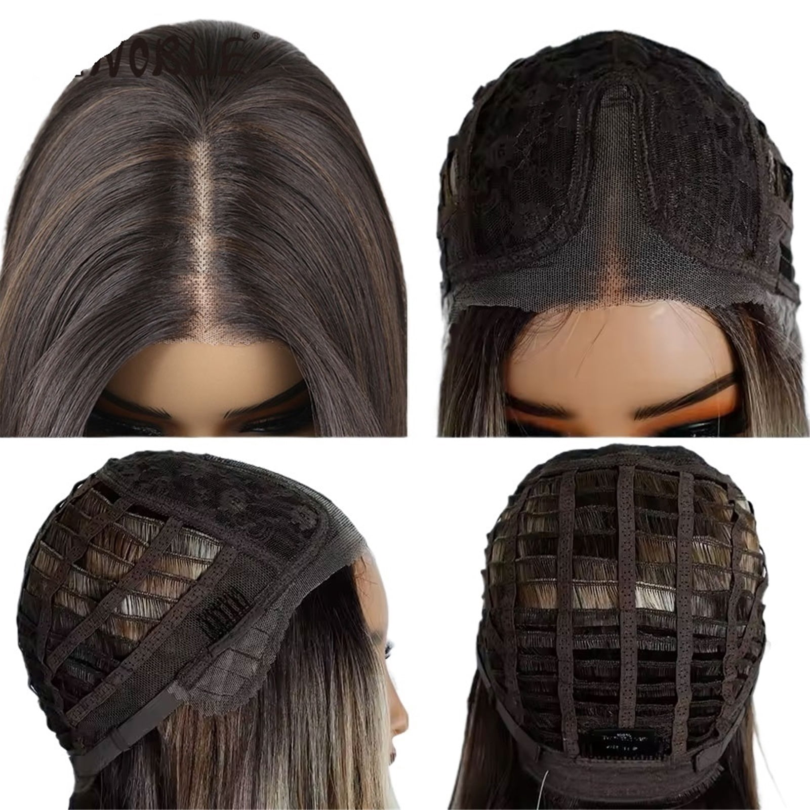 12 Inch Short Bob Synthetic Lace Wigs  with Bangs Pre Plucked Brown Blonde Wig