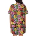 thumbnail image 3 of Naloa Daisies Flowers Women's Short-Sleeved Pajama Set, Loungewear, Summer pajamas, Breathable Cozy - X-Large, 3 of 9