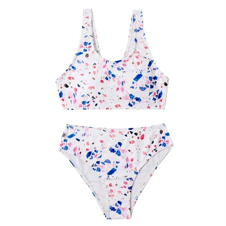 

Girls Swimsuit Toddler Sport High Waist Bikini Set Bathing Suit Summer Beach Rash Guard Swimwear Beachwear Seaside Pool For 7 To 14 Years