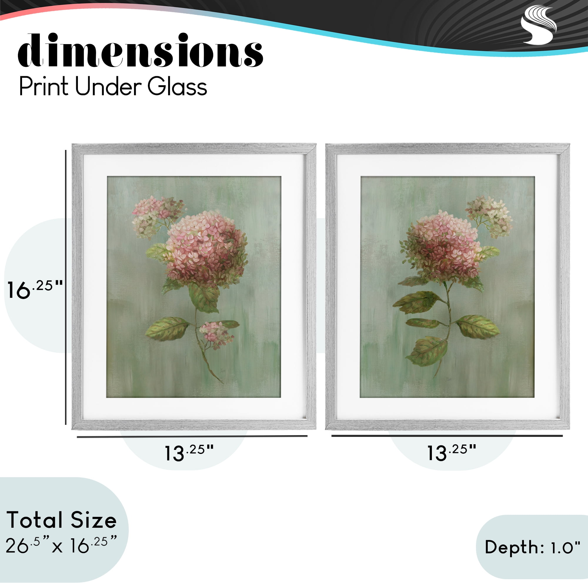 Stupell Industries Aged Pink Hydrangeas 2 Piece Gray Framed Print Under Glass Set, design by Nan