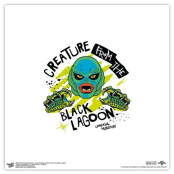 Gallery Pops Universal Monsters - Punk Scribbler Creature From The Black Lagoon Wall Art, Unframed Version, 12" x 12"