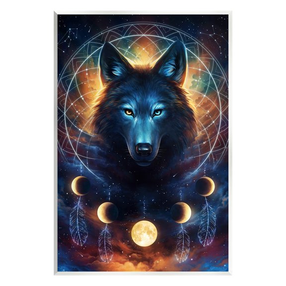 Stupell Industries Lunar Wolf & Galaxy Animals & Insects Painting Unframed Art Print Wall Art, 10 x 15