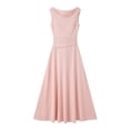 thumbnail image 5 of QUNYINEY Sleeveless Women's Dresses for Wedding Guest Long Elegant Flowy Pink A Line Dress with Pockets Ruched Crew Neck Slim Fit Dresses, 5 of 5