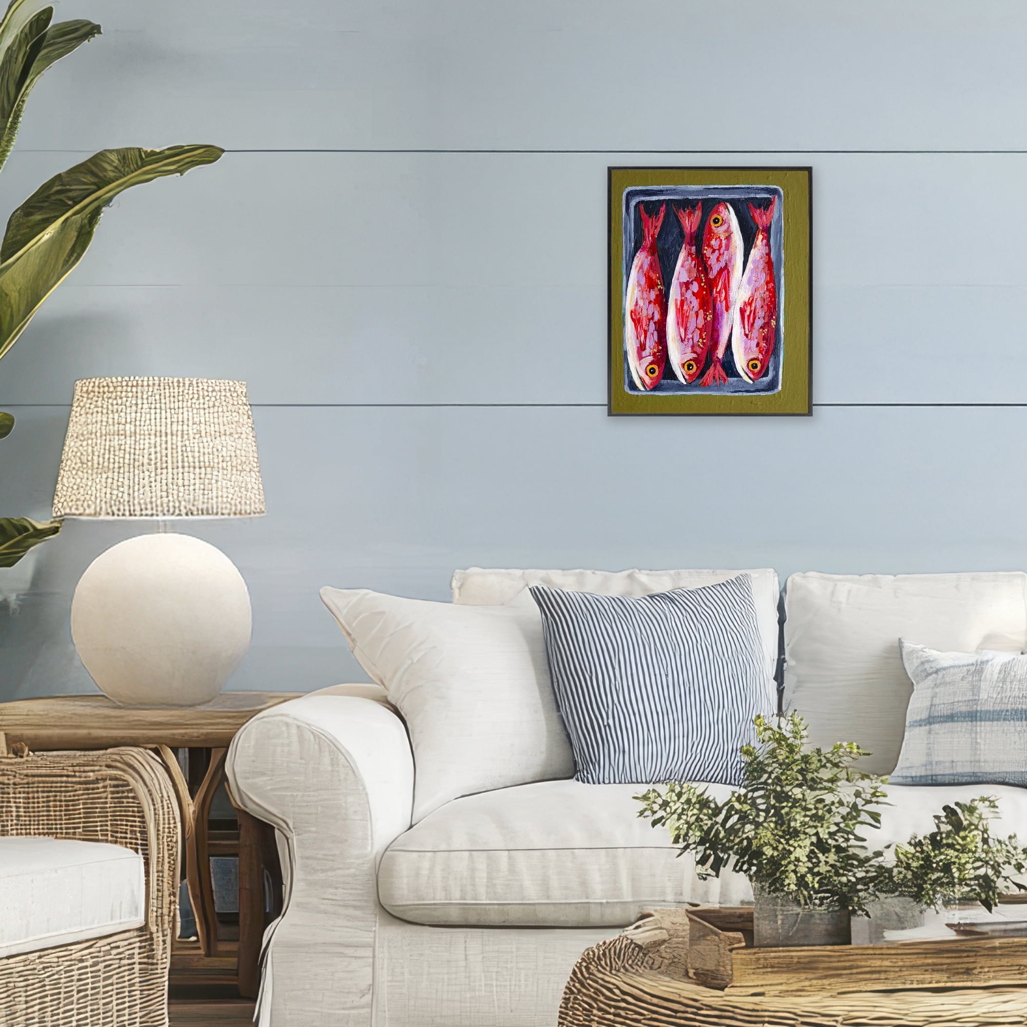 Stupell Industries Red Fish on a Platter Black Framed Giclee Art, design by Rachel Nerney