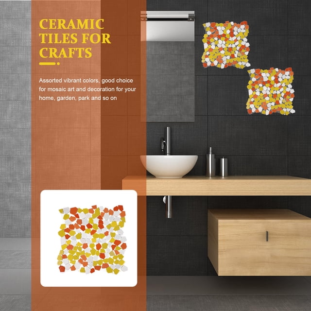 WASHWEPE Handmade Ceramic Tiles for Jewelry Art Decoration Bright and Irregular Mosaic Pieces