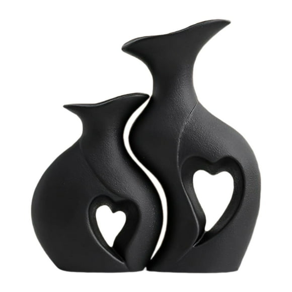 2 piezas de resina Jarrones de flores decorativos Central de de mesa Simple Central de contenedores de planta para sala de estar Sala de Negro