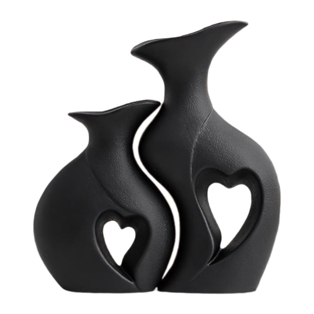 2 piezas de resina Jarrones de flores decorativos Central de de mesa Simple Central de contenedores de planta para sala de estar Sala de Negro