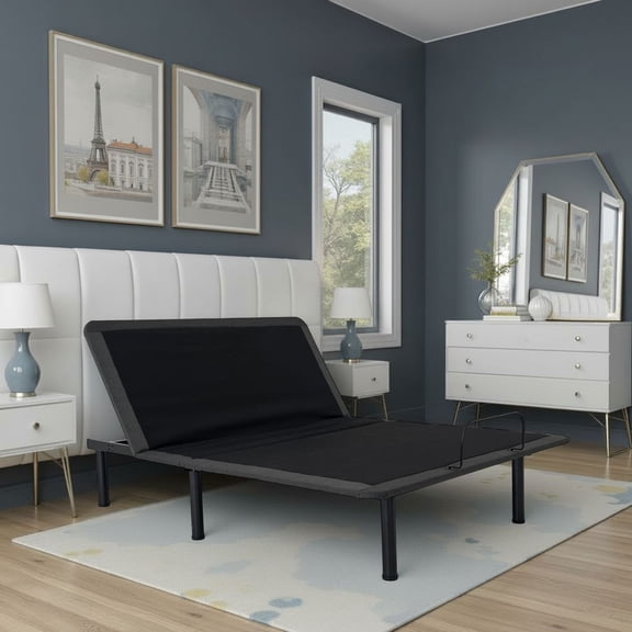 Bridgevine Home Queen Size Quick Assembly Adjustable Bed Frame with Voice Activated Controls