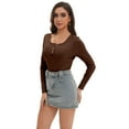 thumbnail image 3 of Women's Shirts Long Sleeve Casual Fall Top Button Ribbed Knit Basic Blouses, 3 of 6