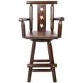thumbnail image 2 of Rustic Stool with Star Backrest Fir Wood Construction, Wide Armrest and Footrest Tall Bistro Chair for Dining Room, 2 of 12