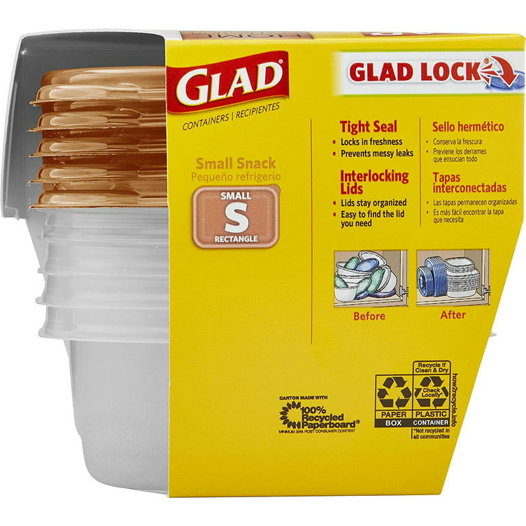 Glad Home Collection Containers & Lids, Small Snack, Square, 9