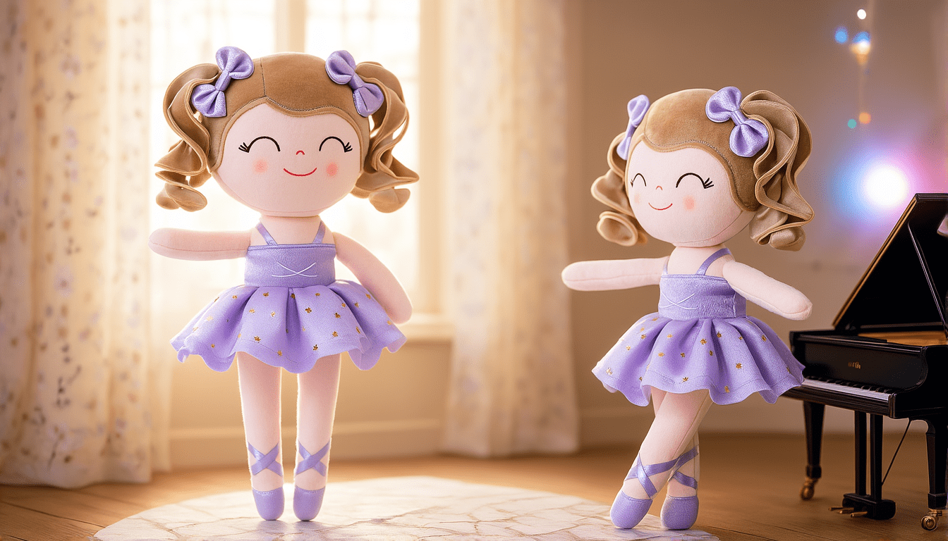 Gloveleya Baby Girl Gifts Plush Dolls Toddler Stuffed Doll Soft Girls Toy Ballerina Lavender 13 Inches with Gift Box