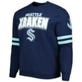 thumbnail image 2 of Men's Mitchell & Ness Deep Sea Blue Seattle Kraken Allover Logo Pullover Sweatshirt, 2 of 3
