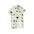 thumbnail image 2 of Yunliwuli Kids Boys Summer Swimsuit Casual Tree/Dinosaur Print Zipper Short Sleeve Jumpsuit Swimwear Beachwear Bathing Suit, 2 of 10