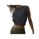 thumbnail image 2 of VISgogo, camisetas sin mangas deportivas cortas para mujer, Top corto de Yoga con cuello redondo liso sin mangas, chaleco de ombligo de entrenamiento de verano para mujer VISgogo  moda, 2 of 7