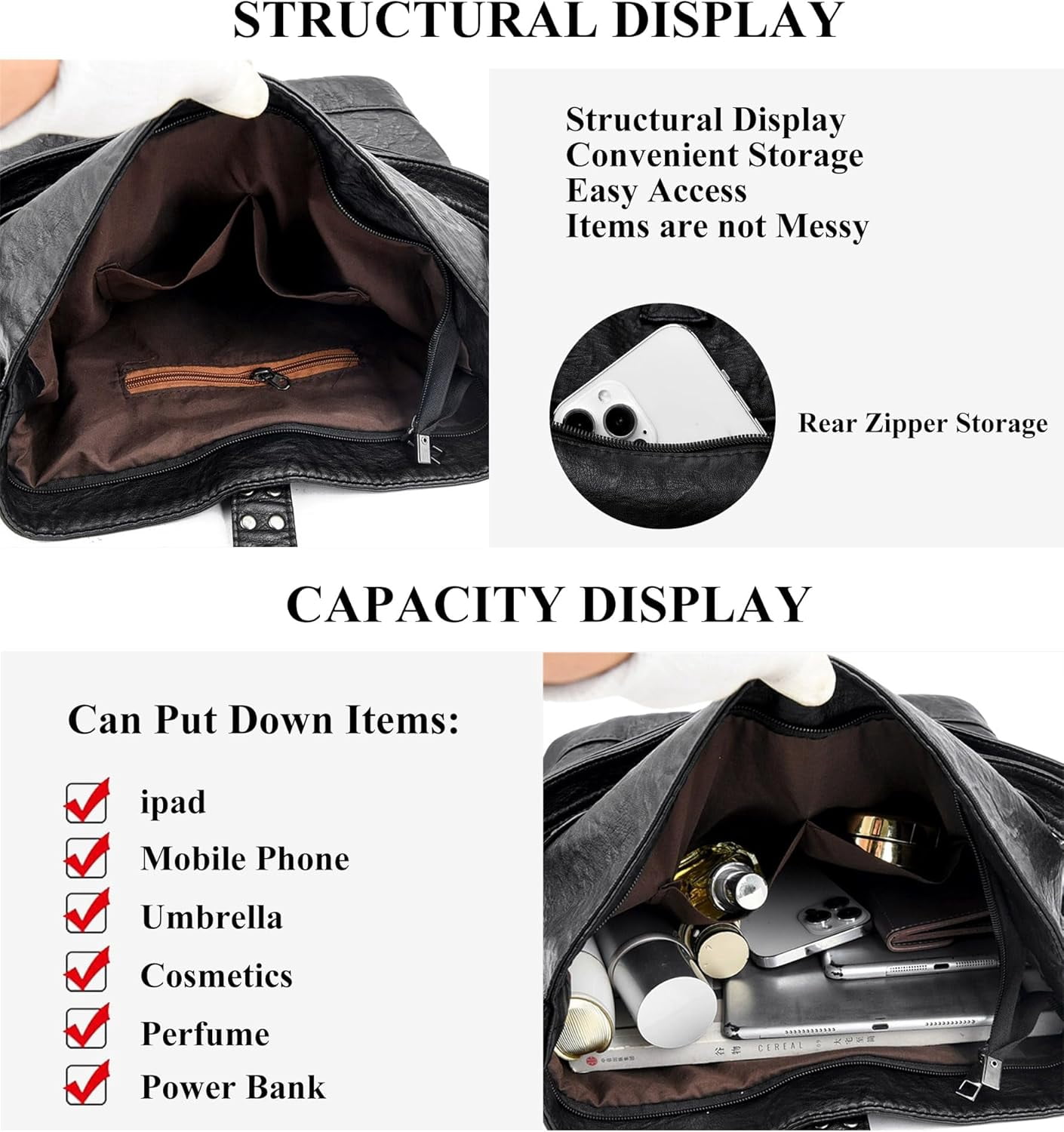 SPEKSEE 2-in-1 Convertible Backpack Shoulder Bag for Women Vintage Rivet Studded Tote Purse Casual Crossbody Bag