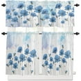 thumbnail image 2 of Floral Kitchen Curtain Valance and Tiers Set Elegant Poppy Flower Rod Pocket Kitchen Tier Curtains Valance Set 3 Piece Watercolor Floral Spring Flower Window Curtain Valance Tier Set 54 in x 24 in, 2 of 5