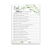 GREENERY DAD JOKES Baby Shower Games, Daddy Jokes Shower Trivia Games — Pack of 25 — Fun Dad Joke Game, Green Gender Neutral Funny Joke Trivia, Sprinkle Gender Reveal Party, Birthday G320-DJK