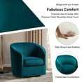 thumbnail image 4 of Velvet Swivel Barrel Chair Set of 2 Wood Frame Metal Base Upholstered Club Accent Armchair Teal, 4 of 6