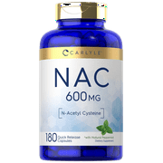 NAC N-Acetyl Cysteine 600mg | 180 Capsules | with Peppermint | by Carlyle