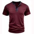 thumbnail image 4 of VSSSJ Mens Henley Shirts Relaxed Fit Short Sleeve Button Up Solid Color Classic Pullover Tees Casual Summer Round Neck Comfy Lightweight Breathable T-Shirts Wine M, 4 of 8