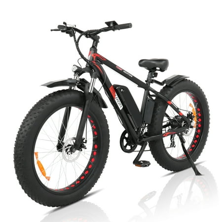 PEXMOR 26 inch 500W Electric Bike W/ 48V 10Ah Battery, 7 Speed Fat Tire Snow E-bike