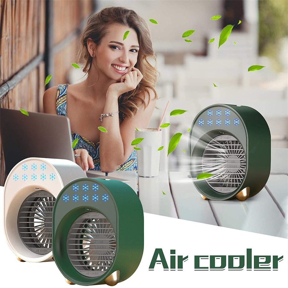 Portable Air Cooler Purifier with 7 Colors LED Light Humidifier Room 3 Speed Desktop Cooling Fan for Home Personal Mini Air Conditioner Office,Dorm Travel White 3 in 1 Evaporative Cooler 