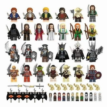 26 PCS The Lord of the Rings Action Figures – Hobbits vs. Orcs, Minifigure Building Blocks Set
