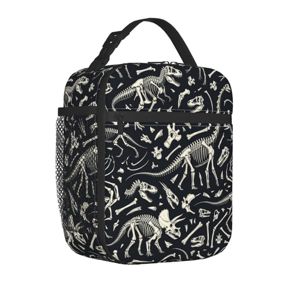 Dinosaurs Skeleton Lunch Bag Reusable Insulated Lunch Box For Women Men Waterproof Lunch Tote Thermal Cooler Lunch Tote Bag For Work Office Travel Picnic