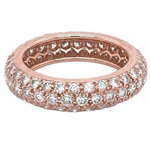 3.36 CT Rose Gold Womens Diamond Eternity Band, Size 6.5