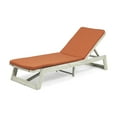 thumbnail image 3 of Cullen Outdoor Acacia Wood Chaise Lounge and Cushion Set, Light Gray and Rust Orange, 3 of 10