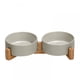 thumbnail image 1 of Cuenco de cerámica para perros y gatos con soporte de madera, juego de agua y comida ponderada esmaltada antideslizante para gatos y perros pequeños, 1 of 5