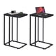 thumbnail image 1 of Juego de mesa auxiliar WLIVE, mesa auxiliar negra en forma de C, 2 niveles, acero, 1 of 6