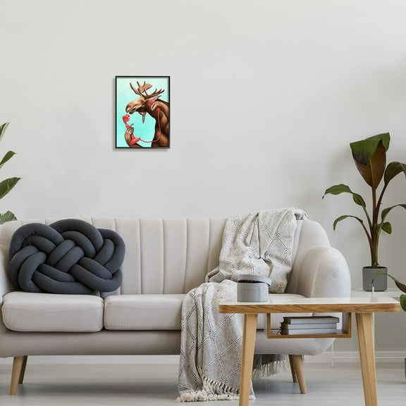 Stupell Industries Vintage Moose With Candlestick Telephone Ombre Background Graphic Art Black Framed Art Print Wall Art, Design by Amelie Legault