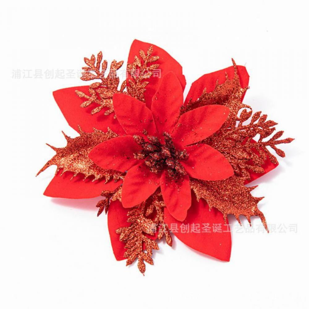 10 PCS Poinsettia Flower Artificial Poinsettia Christmas Decorations ...