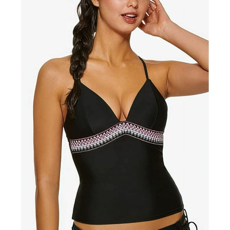 Black push cheap up tankini top
