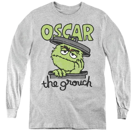 Sesame Street Canned Grouch Youth Long Sleeve Tee Athletic Heather