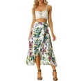 thumbnail image 2 of MODA NOVA Juniors Floral Print Ruffle Self Tie Knot Split Beach Wrap Midi Skirt, 2 of 6