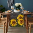 thumbnail image 2 of Sunflower Table Runner - 60 Inch Long, Kitchen Dining Table Runner Dresser Scarves, Yellow Spring Flora Summer Botanical Black Farmhouse Decor for Coffee Tables Wedding Party Banquet, 2 of 8