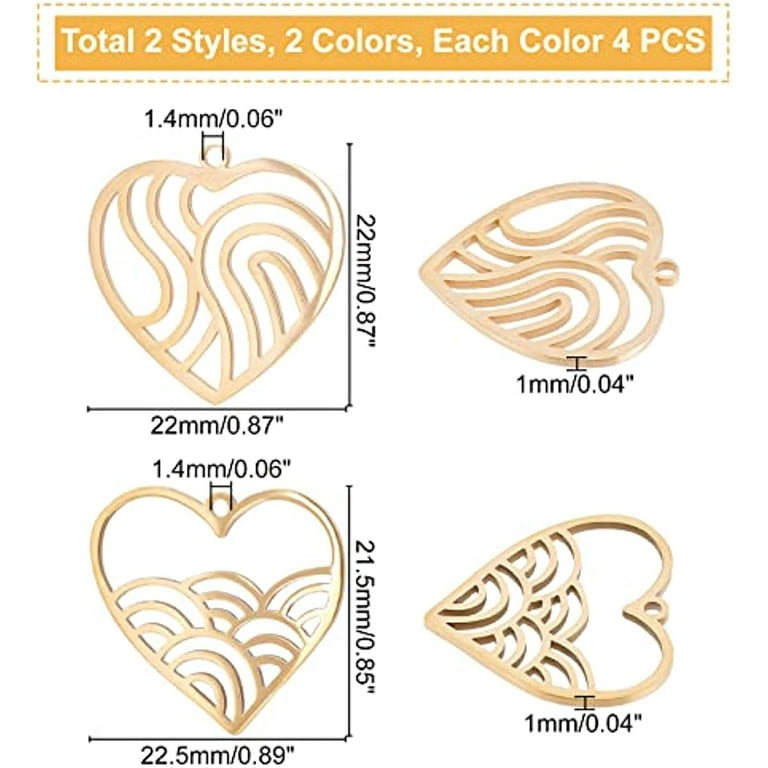14k Yellow or White Gold Filigree Heart Charm Holder Pendant, 23mm